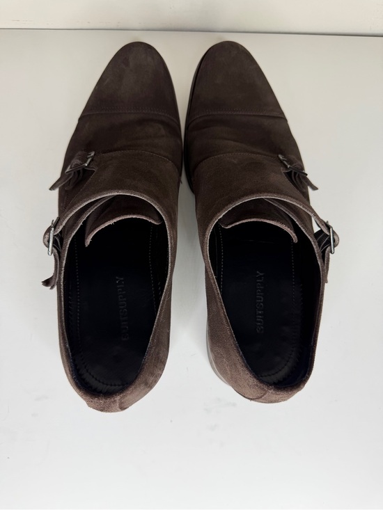 SUITSUPPLY Brown Suede Double Monk Strap Shoes Men Size 44 UK 10 Made In Italy main image 5